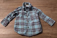 Carter's Boys 12M Blue & Yellow Plaid Long Sleeve Collared Button-Up Shirt