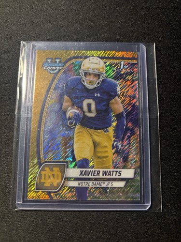 Xavier Watts 2024 Topps Bowman Chrome U Gold Shimmer Refractor /50 Notre Dame