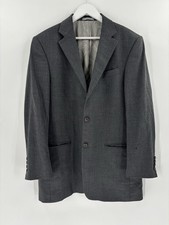 Oscar De La Renta Mens Sport Coat 42L Gray Suit Jacket 100 Wool Two Buttons