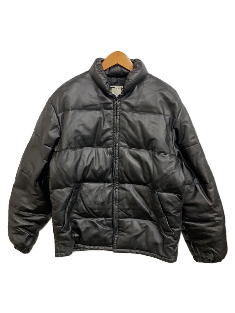 Schott Black Leather Down Jacket Size 38 Plain Design