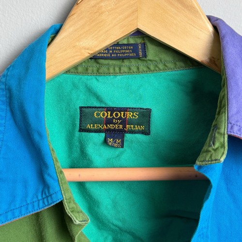 Vintage Colours Alexander Julian Size Medium Cotton Colorblock 90s Preppy - Picture 3 of 3