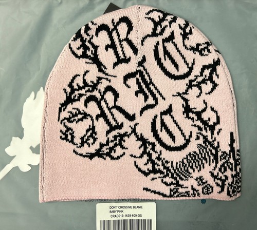 Civil Regime Don’t Cross Me Beanie In Baby Pink One Size New - Picture 2 of 5