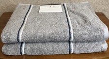 Tommy Hilfiger Modern American Double Stripe Gray Bath Towel Set Of 2