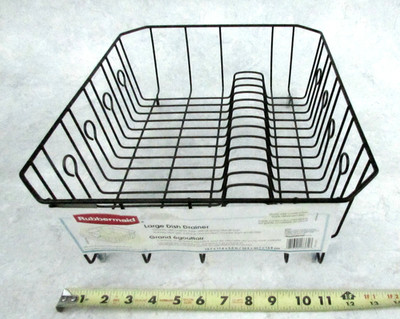 Rubbermaid Black Wire Large DISH DRAINER Drying Rack missing Utensil Cup & Foot
