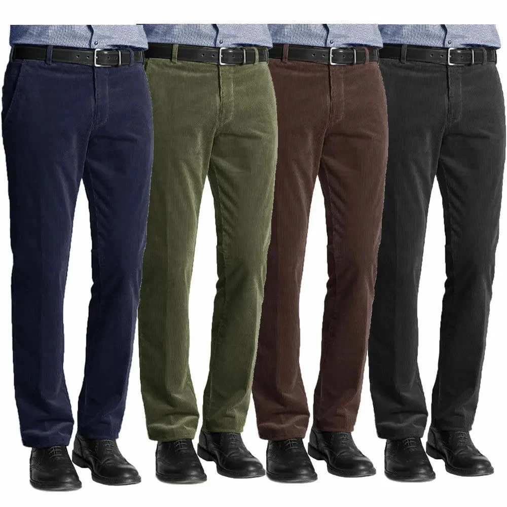 NEW MENS LUXURY CORDUROY CORD TROUSERS COTTON FORMAL CASUAL PANTS