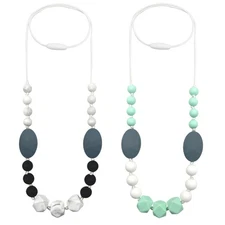 Silicone Nursing Necklaces for Mom to Wear, 2 Pack Chew Necklace for Sensory ...