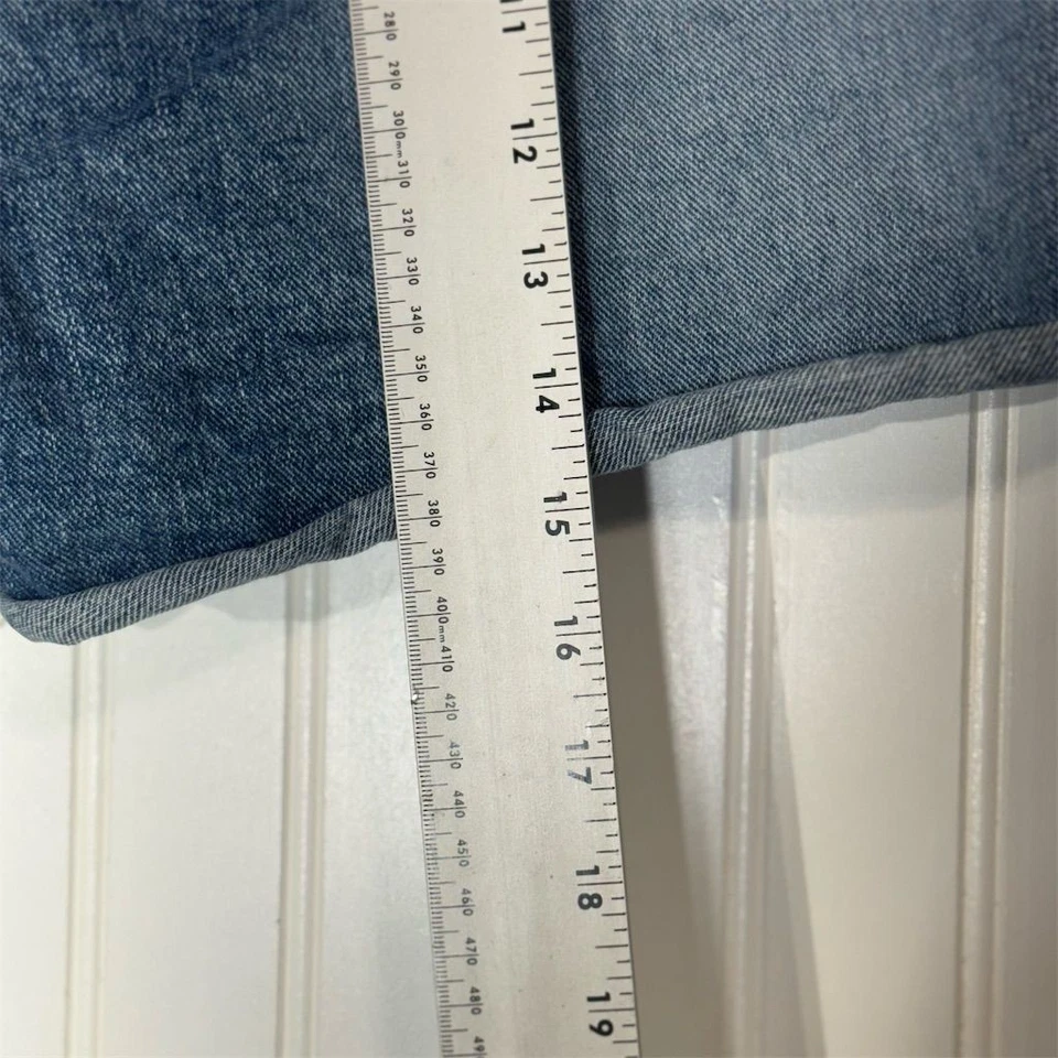 Shorts jeans Venezia cintura alta tamanho 18 | Vintage Y2K bainha desgastada jeans curta - Imagem 3 de 4