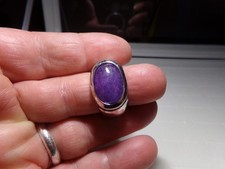 Vintage 925 Sterling Silver Purple Jade Ring Sz 10.25 - 12.35 gr.