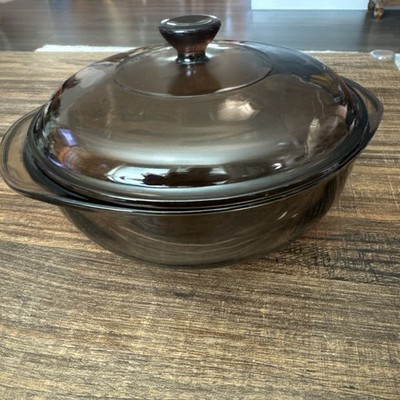 Pyrex Glass Amber 023 Round 1.5 L Casserole Baking Dish With 623-C lid Vintage