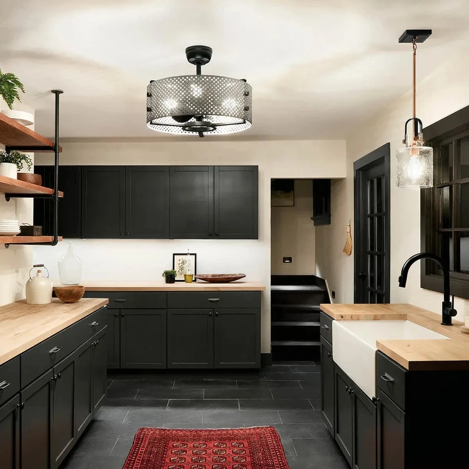 Kichler 300041SBK - Ventilador de techo negro satinado Eyrie 3 aspas 23" (NUEVO-SOLO CAJA DEFECTUOSA) Foto 4 de 4