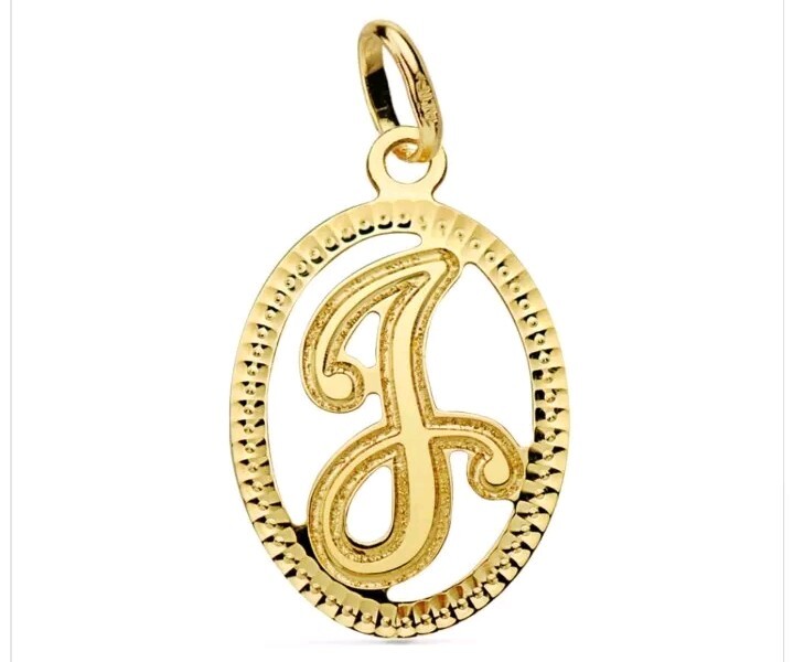 Colgante Oro 18k 750 mls. Inicial Con Cerco 21x14 MM. Letra J