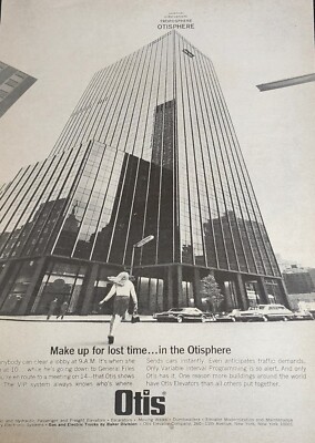 Otis Elevator Picture Magazine Vintage Ad Downtown Building Wall Art     
