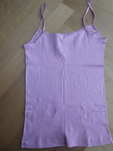Hanro 34 36 XS Unterhemd Spaghetti Hemd Top Hemdchen SPITZE rosa Baumwolle w.NEU - Bild 6 von 8