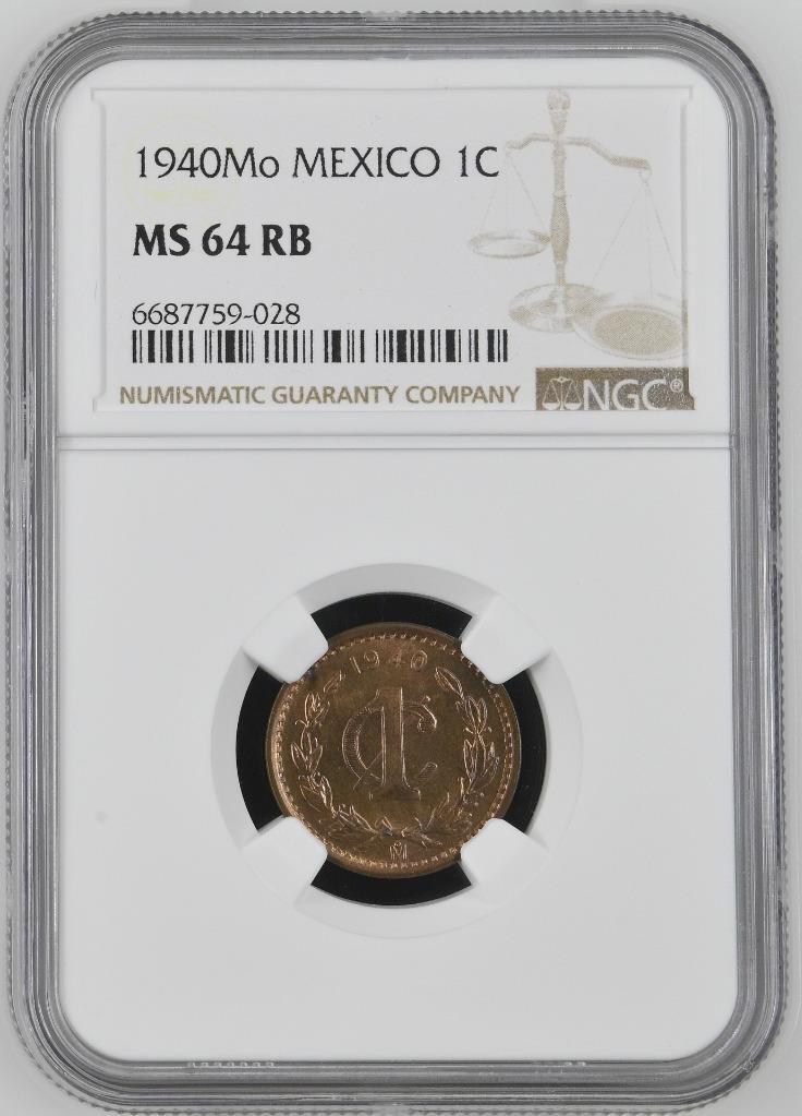 Mexico 1 Centavo 1940 Mo NGC MS 64 RB