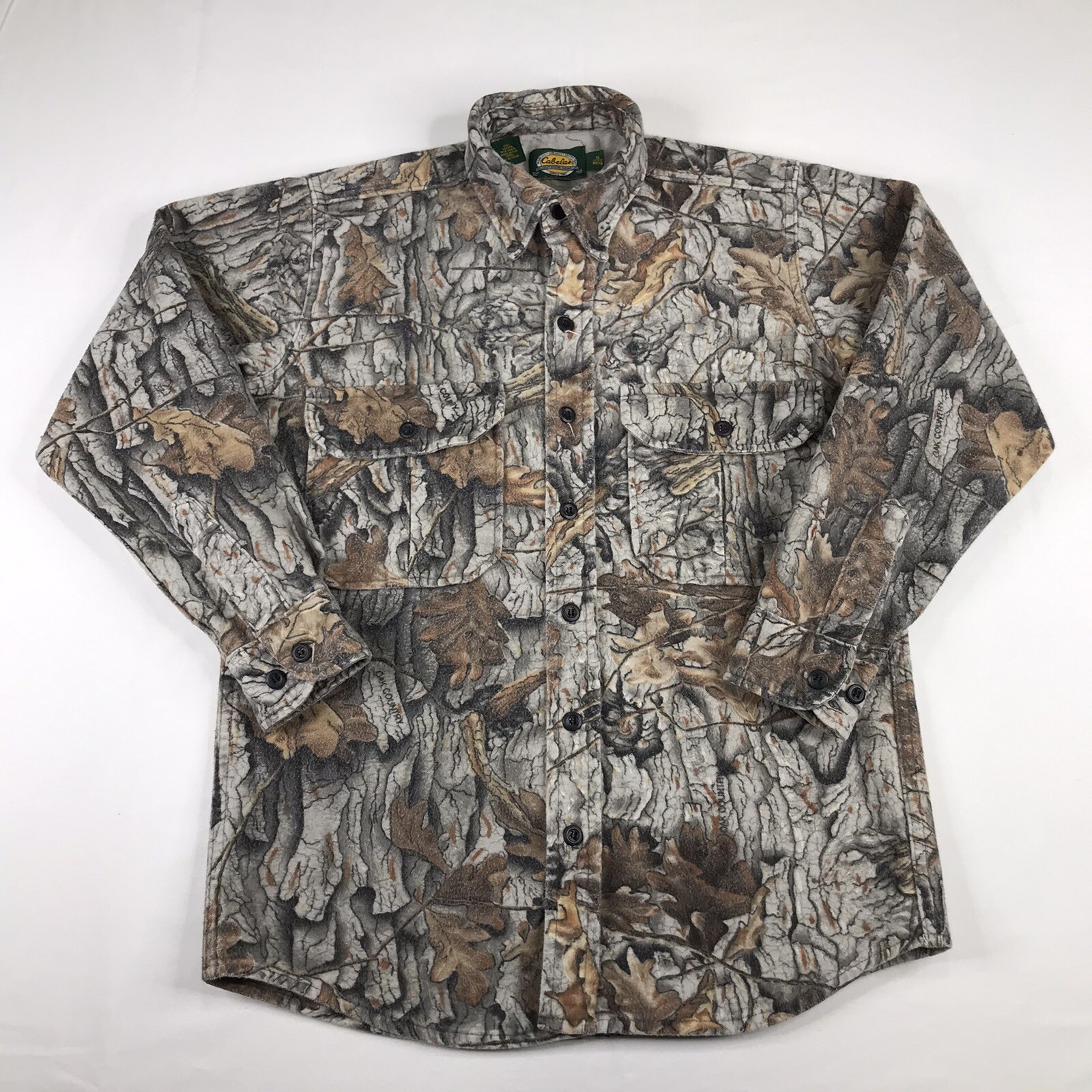 Vtg Cabelas Mens Camo Flannel Shirt Sz SMALLREG Oak … Gem