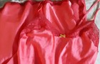 M neon pink negligee slip shiny lace accent VS — photo 2