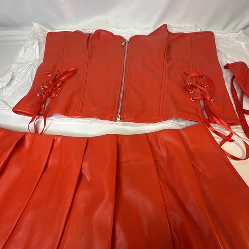 Fun Punk Corset Skirt Thong Set Lace Up Sexy Role Play Club Rave 3 PC 6X Plus Sz - Picture 9 of 12