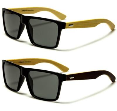 Polarisierte Holz Sonnenbrille Entspiegelt Quadrat Flat Top Designer Holz Groß UV400