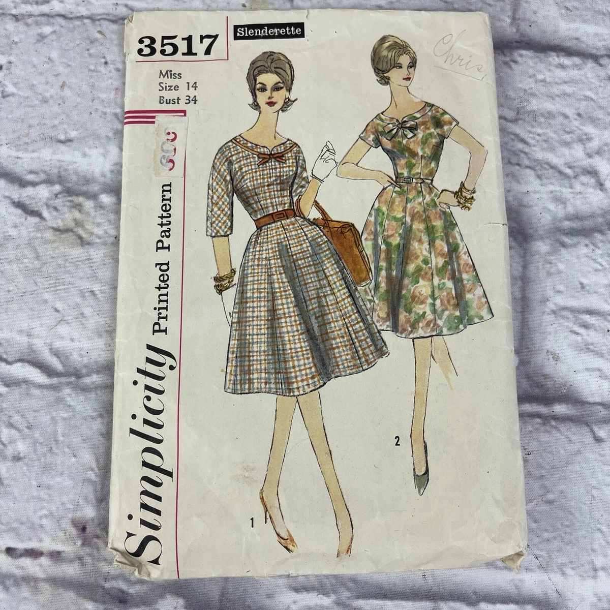 1950s One-piece Dress with Detachable Trim, Original Simplicity 4489 3 –  EvaDress Patterns