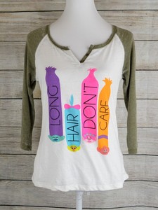 Trolls Graphic Raglan T Shirt Baseball Tee Top Long Hair Don T