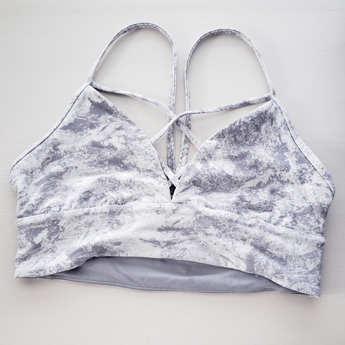Lululemon Expand Your Limits Bra Size 8 Washed Marble Alpine White Strappy Sexy
