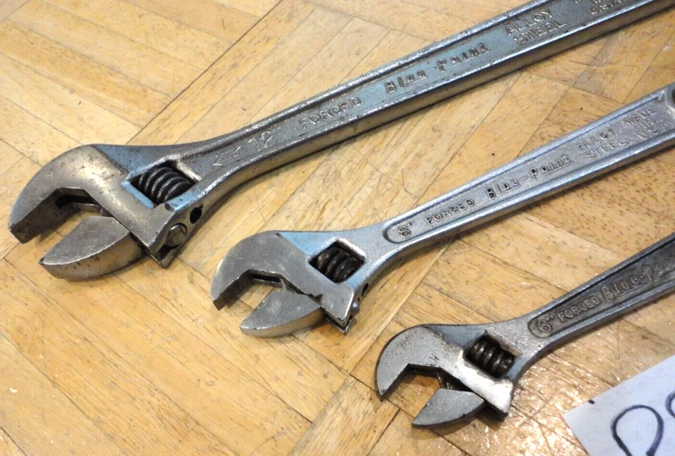 HERRAMIENTAS DE PUNTO AZUL 3 PIEZAS LLAVES DE MEDIA LUNA AJUSTABLES 6, 8, 12 PULGADAS Foto 3 de 4