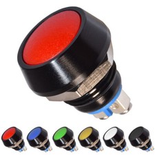 Drucktaster Metall Rund 12mm Schwarz AUS-EIN 12V 24V 230V Tastend Schalter