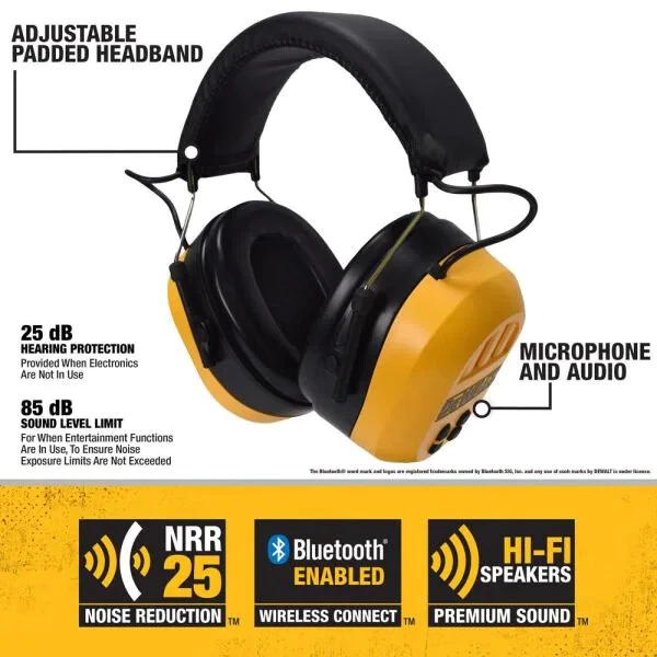Беспроводные наушники-вкладыши DeWalt DPG17 премиум-класса с защитой слуха Bluetooth, NRR 25 - Изображение 2 из 3