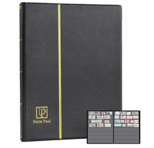 Stamp Album Stockbook, 160 Pockets 20 Black Sides Leatherette Padded Black Cover