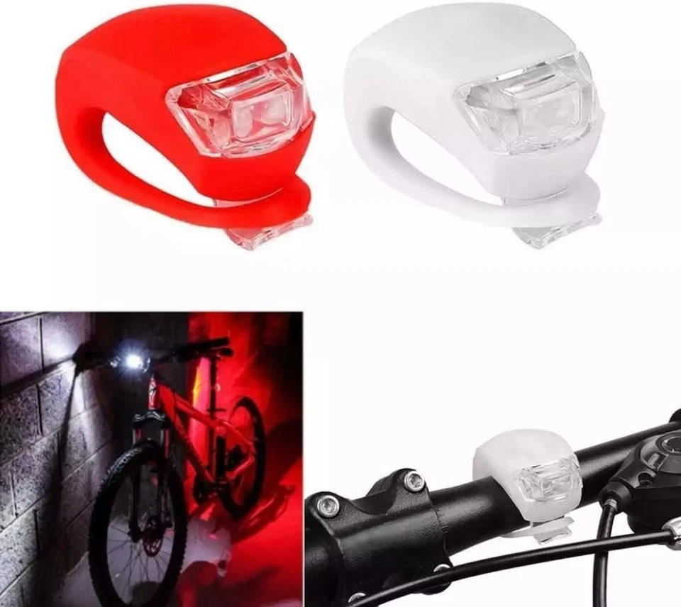 2 LEDs Bike Lights Set Front and Back Clip-On Silicon Bicycle Lights Waterproof - Image 2 of 4
