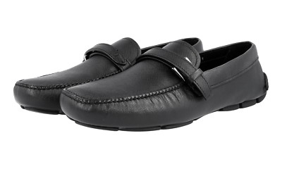 PRADA Saffiano Leder DRIVING Loafer Schuhe - 2DD110 - Schwarz - NEU