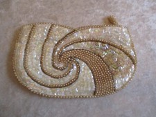 Vintage John Wind Japan Sequin  Mini Pearls Clutch Purse