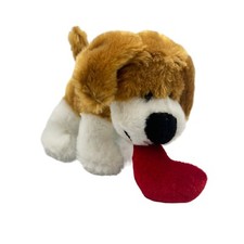 Dan Dee Collectors Choice Small Brown and White Plush Puppy Dog with Red Heart