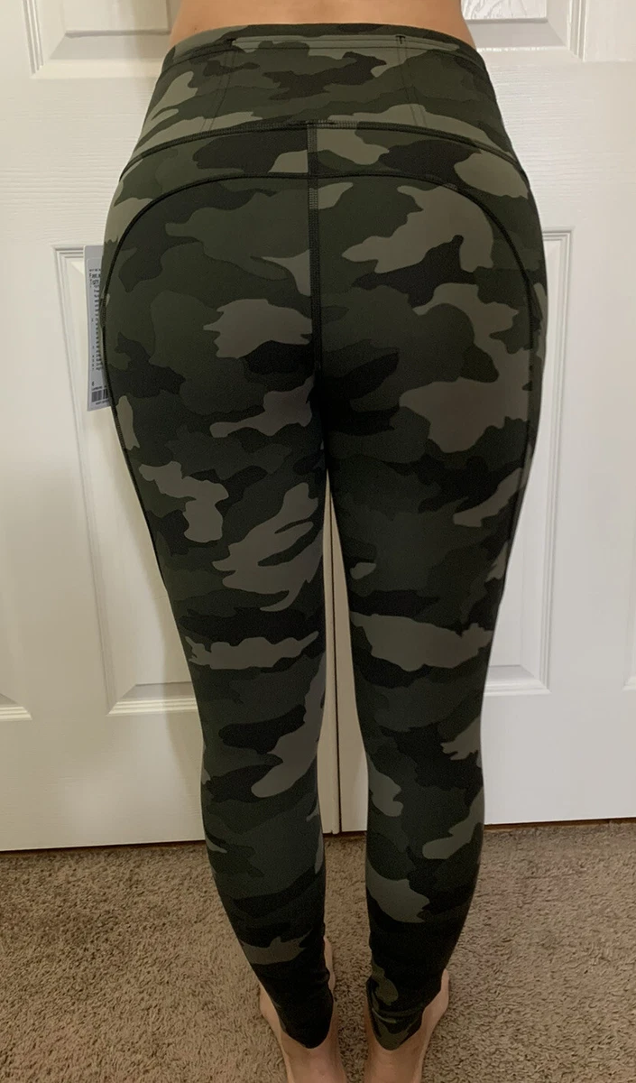 Lululemon Size 2 Fast Free HR Tight 25” Camo Green HCMO Nulux Pant