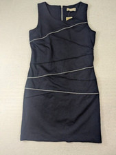 MICHAEL Michael Kors Navy Sheath Dress 8 Silver Zipper Accent Sleeveless NWT