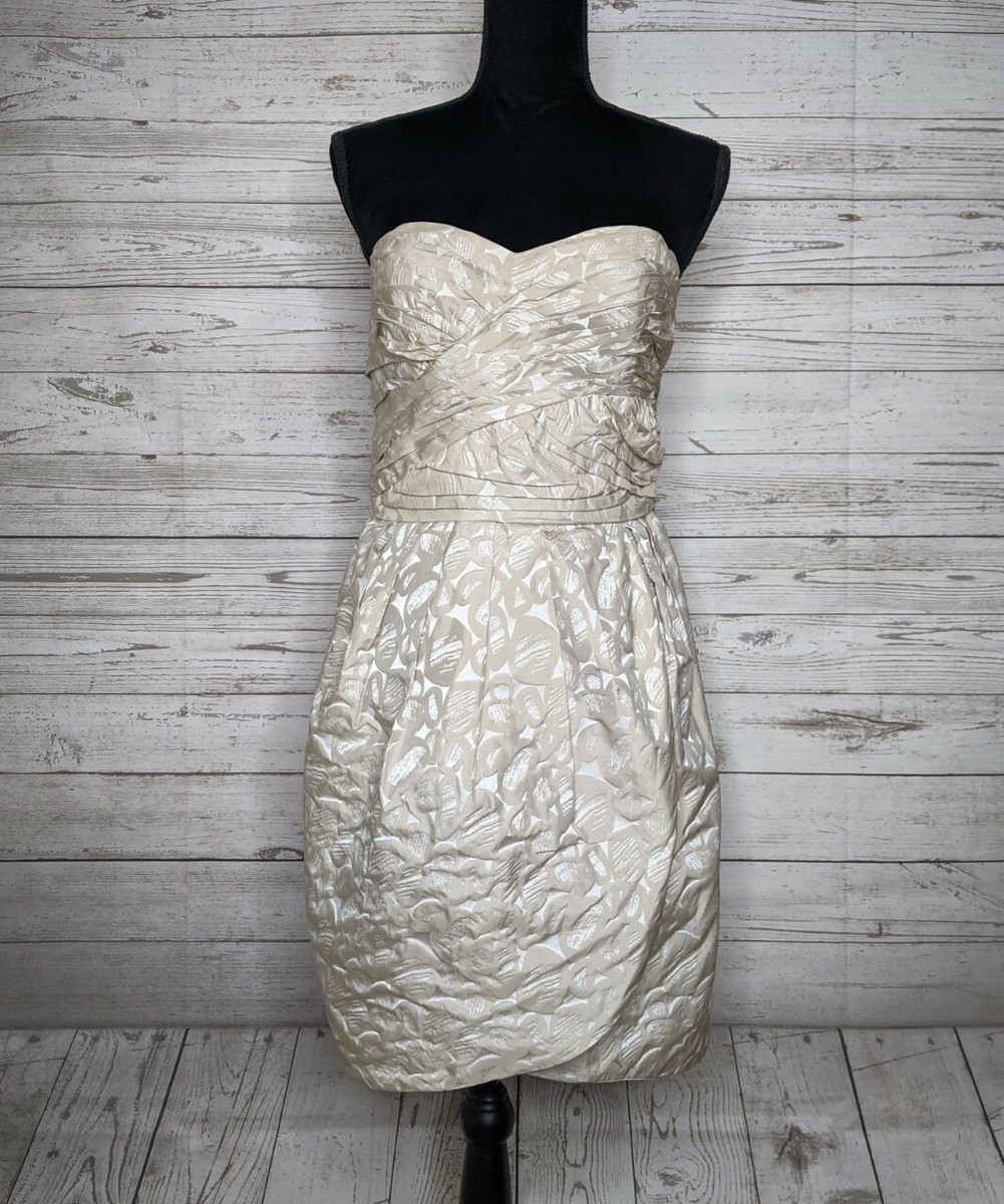 Max and Cleo Beige Strapless Tulip Hem Cocktail Dress Women's 10