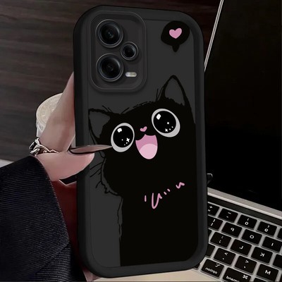 For iPhone Samsung Xiaomi Huawei Cute Happy Cat Back Case ShockProof Phone Cover