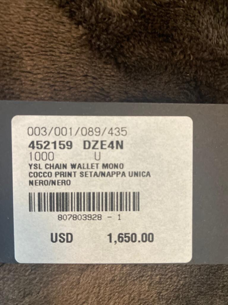 Portafoglio originale Yves Saint Laurent catena borsa Cocco con nappa garantito autentico