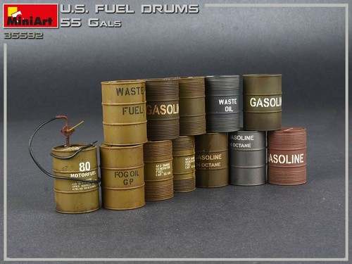 MiniArt 1/35 35592 US Fuel Drums 55 Gals (Buildings & Accessories) - Picture 5 of 6