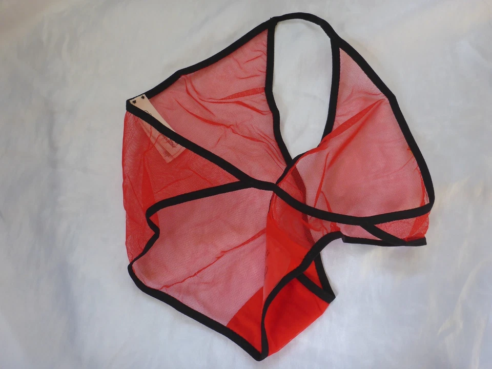 10, Agent Provocateur ASAP Tanga Brief, malla transparente, rojo y negro, AP talla 3 NUEVO Foto 3 de 4