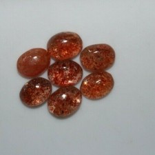 Natural Sunstone 8x6mm Flat Back Oval Cabochon Loose Gemstone