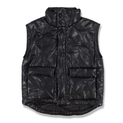 Nanushka Black Jovan Vegan Leather Puffer Gilet Jacket | Size M SS22 RRP $895