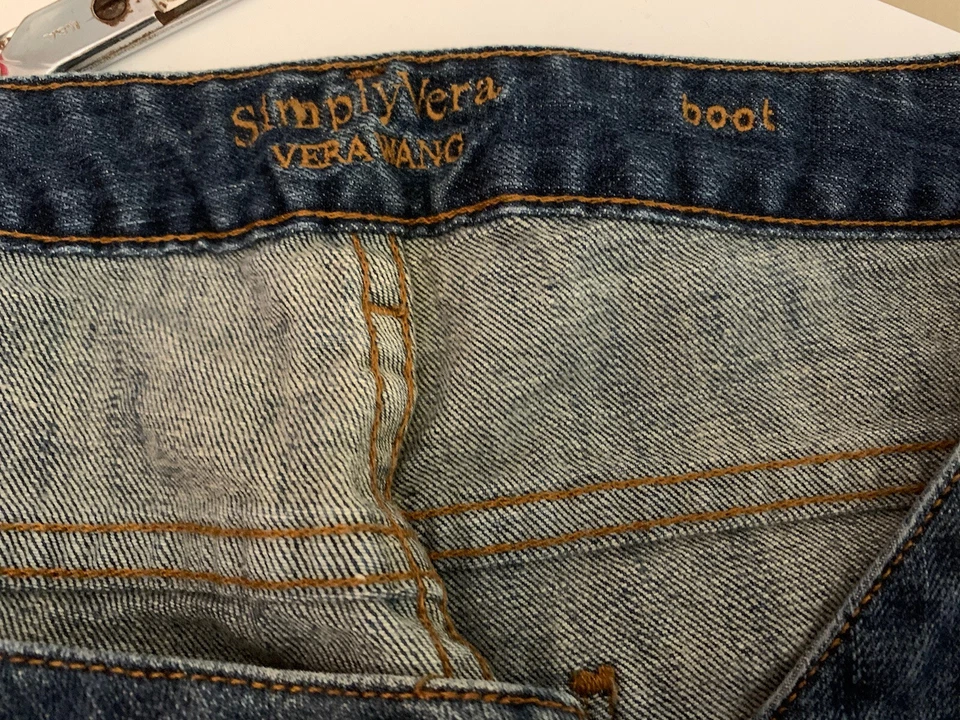 Pantalones de mezclilla Simply Vera Wang corte bota para mujer 8 azules tiro bajo mezcla de algodón Foto 4 de 4