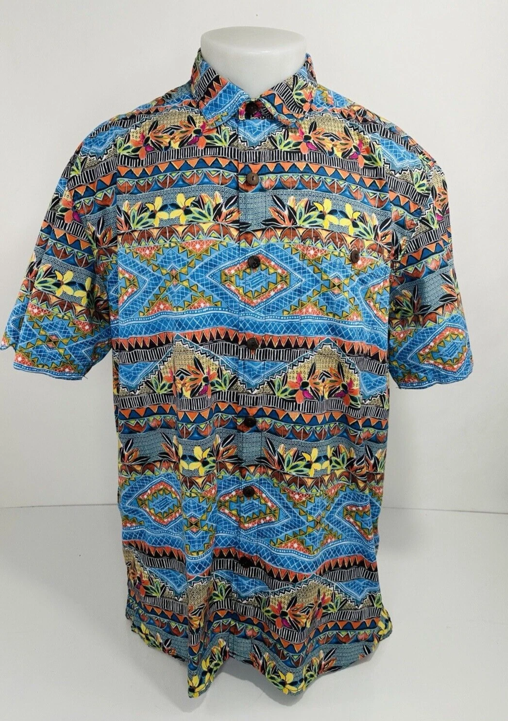 TERRITORY AHEAD - Vintage Floral Geometric Abstract Mens Lg. Shirt