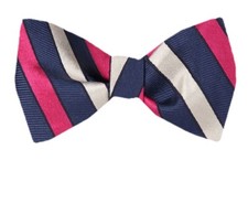 Men's 100 Silk Designer Self Tie Striped Woven Bowtie- NWT