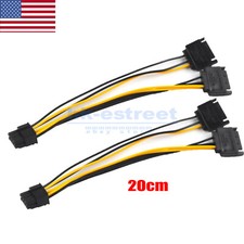 2X Dual 15Pin SATA Male to PCIe 8Pin GPU Video Graphics Card Power Adapter Cable