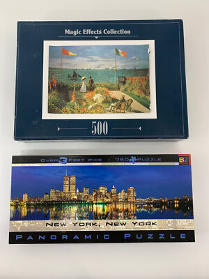 Jigsaw Puzzles Lot of 2 New York & Monet Magic Effects Landscapes
