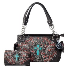 Western Turquoise Cross Purse and Wallet Women Concealed Carry Handbag Cowgirl