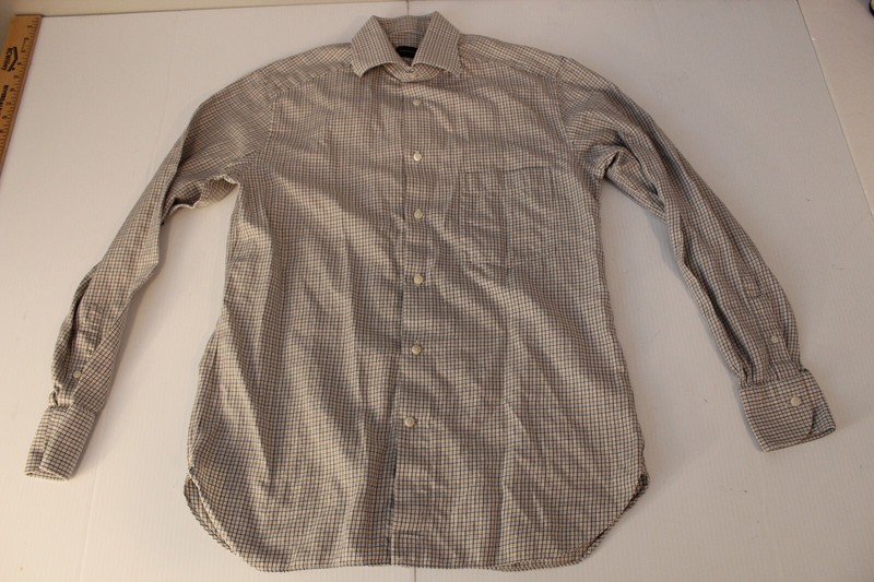 Ermenegildo Zegna Micro Plaid Long Sleeve Men's EU 39 15.5 NICE!!!