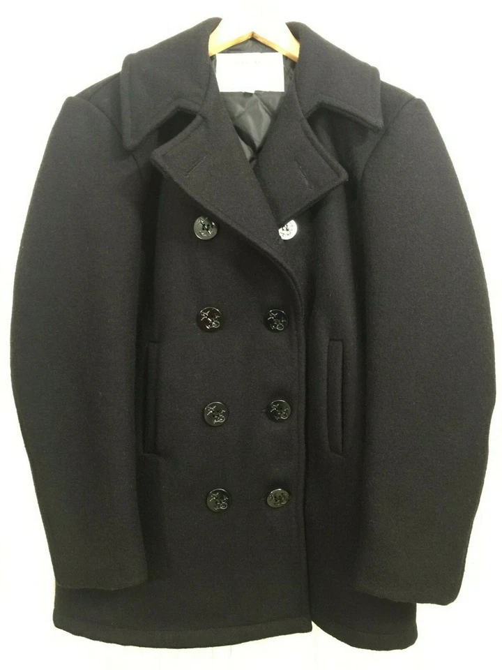 Abrigo de lana vintage de la Marina de los Estados Unidos Abrigo de guisante Chaquetón para hombre Abrigo 36 negro militar EE. UU. Foto 2 de 4